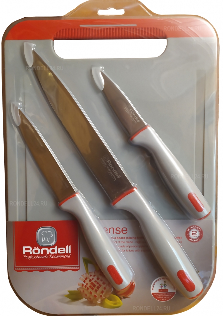 RD-1265 Набор из 3-х ножей с разделочной доской RONDELL Intense